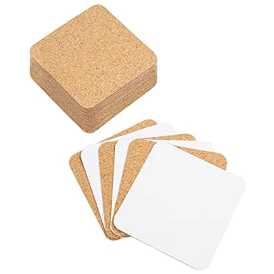 Bild av Belle Vous Självfästande Korkunderlägg (50 Pack) 9,5 x cm Fyrkantiga Stöd Skivor med Stark Fästning Mini Tegel/Mattor för Vägg Korkskiva, Underlägg och DIY Hantverksprojekt