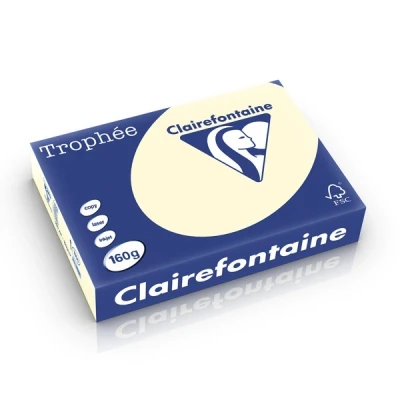 Bild av Clairefontaine 1101C Ries skrivarpapper/kopieringspapper, troféer, intensiva färger, DIN A4, 160 g, 250 ark, elfenben, 1