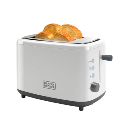 Bild av Black+Decker Decker BXTO820E brödrost 820 W. 2 breda 7 rostningsnivåer. Automatisk brödcentrering. Vit, plast, rostkammare