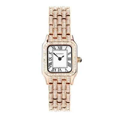 Bild av Sekonda Classic Monica damer 22 mm kvartsur i vitt med analog display och legeringsrem, Rosa guld, klassisk vintage