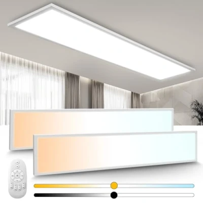 Bild av Omdekor 2 st dimbar LED taklampa, 28 W, panel, 120 x 30 cm, takbelysning, 7006 500 K, vit/varm, vit/kall vit, för sovrum, kök, vardagsrum, hall, balkong, badrum