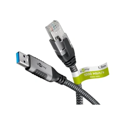 Bild av goobay 70299 Cat 6 USB A 3.0 till RJ45 Ethernet kabel för stabil trådbunden internetanslutning med router/modem/nätverksswitch/ersätter RJ45/1 Gbit/s/1 M adapter