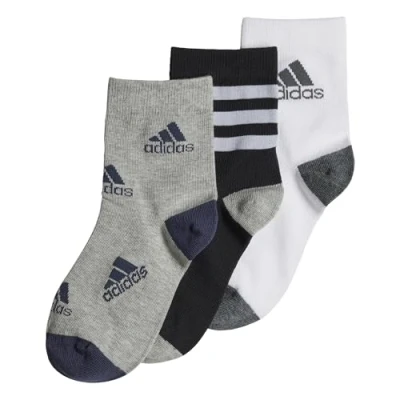 Bild av adidas unisex barn grafiska strumpor 3 par, svart/vit/medium grå ljung, storlek: S, EU 37/39, UK 4,5 5,5