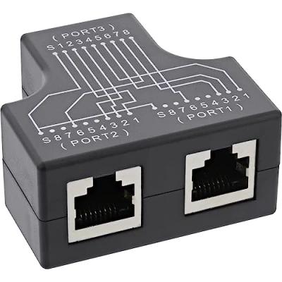 Bild av InLine® Cat.5e STP T adapter (portdoppler), RJ45 uttag till 2 x