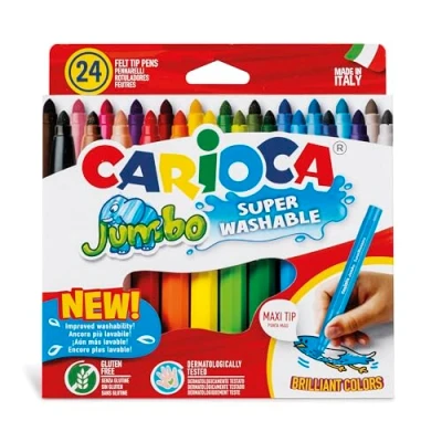Bild av Carioca Jumbo24 Supertvättbara färgmarkörer, flerfärgad, (C4740570)