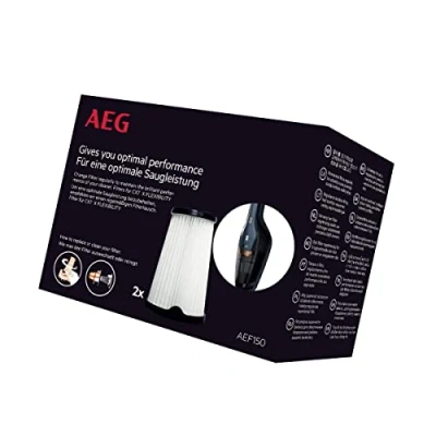 Bild av AEG AE150 filterset för CX7 2 (dubbelpaket, innerfilter, dammsugarfilter, optimal sugkraft och filtreringseffekt, regelbunden filterbyte, enkel rengöring byte, svart/vit)
