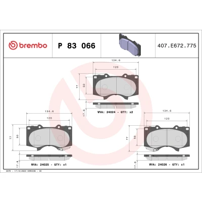 Bild av Bromsbeläggssats, skivbroms BREMBO P 83 066