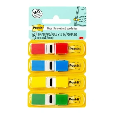 Bild av Post it Flags, idealiska f r m rkning och flaggdokument, blandade prim ra rger, 1,27 cm bred, 35/dispenser, 4 dispenser/paket (683 4)