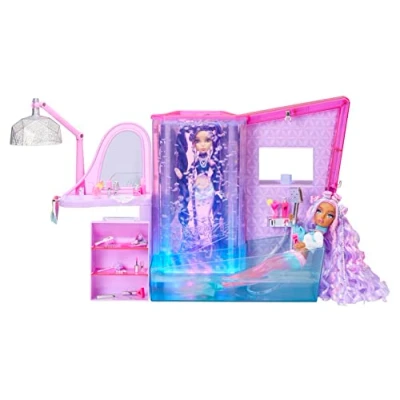 Bild av Mermaze Mermaidz Salon &amp; Spa lekset med färgförändring 2 områden färgförändring, färgglada lampor, bubbelvägg, dusch, badkar, skönhetsstation och 19 tillbehör för barn från 4 år