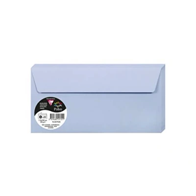 Bild av Clairefontaine Ref 55725C Pollen, självhäftande kuvert (paket med 20) DL storlek, 120 gsm papper, skrivarkompatibel, syrafri, remsa för enkel tätning lavendelblå