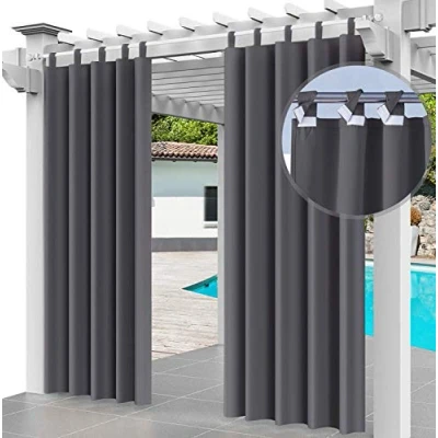 Bild av Utomhusgardin Slingergardin 220 x 155 cm Trädgårdsstugor Balkonggardiner Mörkläggningsgardiner med slingor, Vattentät gardin för Paviljong Strandhus (1 Panel) Grafit [129]