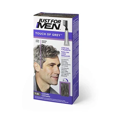 Bild av Just For Men Touch Of Grey, hårfärg för män, minskar delvis grått hår, med applikator, utan ammoniak och peroxid, brun T35