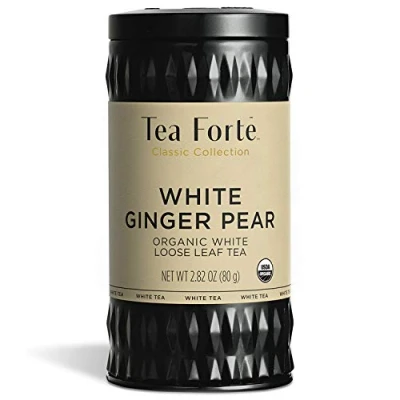 Bild av Tea Forte, ekologiskt vitt te VIT GINGPERPÄRON, 2,82 ounce lösbladsteburk