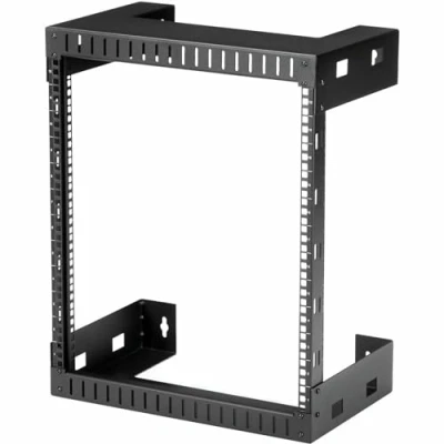 Bild av StarTech.com 12U väggmonterat nätverksställ med 2 stolpar, 19 tum öppen ram, 12 djup, väggdataback för IT/AV/patchpanel burmutter och skruvar ingår (RK12WALLO)