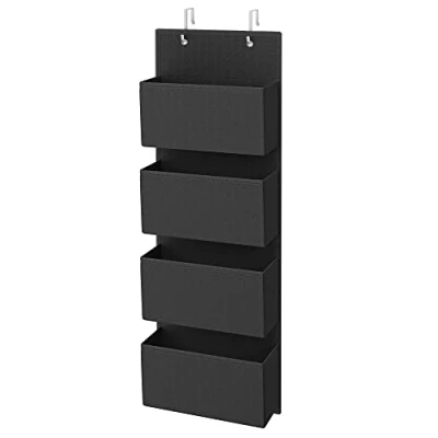 Bild av SONGMICS hängande hylla, 4 fack, förvaring, organisatör, för upphängning i dörren eller på väggen, sovrum, kontor, 12 x 33,5 100 cm, svart RDH004B01