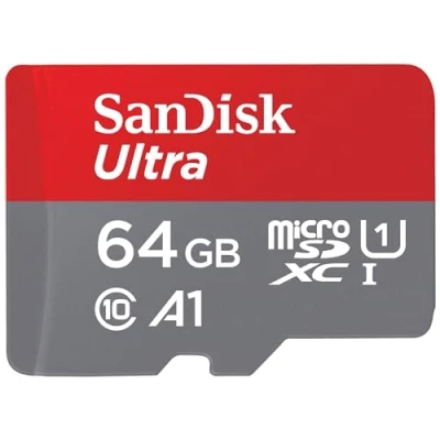 Bild av SanDisk Ultra 64GB microSDXC Kort + SD adapter, för Android smartphones och surfplattor, upp till 140 MB/s, med A1 App Prestanda, UHS I, 10, U1