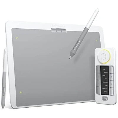 Bild av XENCELABS Ritplatta, Datorgrafiska Surfplattor med 40 Anpassningsbara Snabbknappar, 12&quot; Ultratunn Pennplatta 2 Batterifria Pennor, 8192 Nivåer Tryck för Win/Mac/Linux, Nebula White