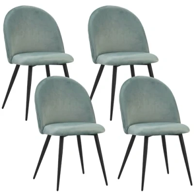 Bild av ALBATROS Matrumsstolar med sammetsöverdrag set om 4 Capo, turkos snygg vintagedesign, sammetsöverdrag, SGS testad stoppstol modern köksstol, stol eller matbord