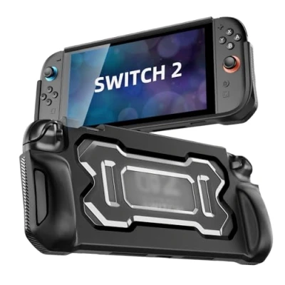 Bild av TiMOVO Skyddsfodral för Nintendo switch 2 2025, TPU grepp skyddskåpa med ergonomisk design konsoltillbehör, stötabsorption, reptålig, exakt utskärningsfodral, svart