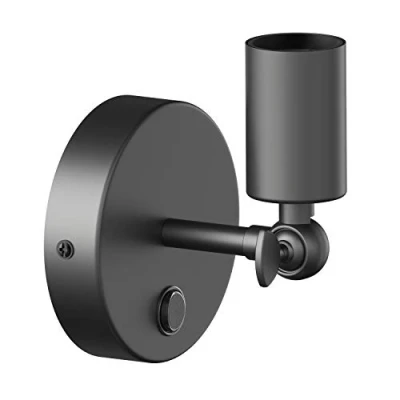 Bild av ledscom.de Vägglampa FETRO, strömbrytare, svart matt, rund, 1x E27 max. 60W, barbelysning, sovrum, hall, interiörbelysning, industrilampa, Edison belysning, flexibel, justerbar