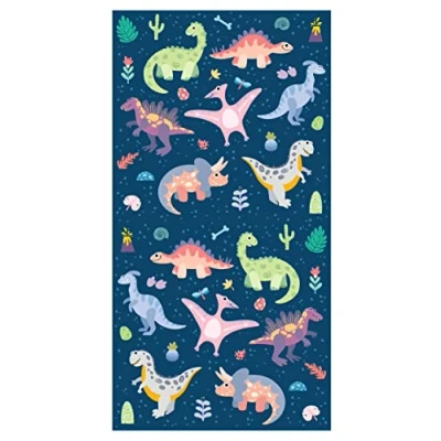 Bild av Theonoi barnhandduk badhandduk strandhandduk duschhandduk för flickor och pojkar 100 % bomull 70 x 140 cm (dinosaurie)