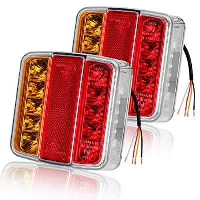 Bild av AOHEWEI 2 st släpvagn bakre baklyktor 18 LED 12 V bakljus blinkersljus reflektorlampor registreringsskylt lampa IP67 vattentät multifunktionell lastbil husvagn skåpbil båtlampa E märke