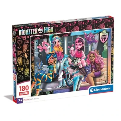 Bild av Clementoni Supercolor Puzzle Monster High 180 stycken, pussel för barn 7 år, utvecklar observationsförmåga, logik och manualitet, tecknade pussel, tillverkat i Italien, 29791