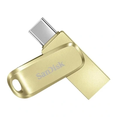 Bild av SanDisk 256GB Ultra Dual Drive Luxe, USB Type C Flashminne, med reversibla kontakter, och A, för mobiler, plattor, Mac PC datorer upp till 400 MB/s, helt i metall, Guld