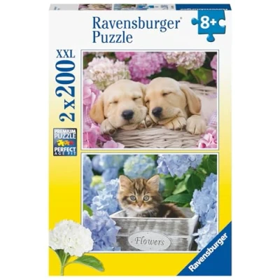 Bild av Ravensburger pussel 80568 hundar och kattungar 2 x 200 bitar för barn från 8 år [Exklusivt hos Amazon]