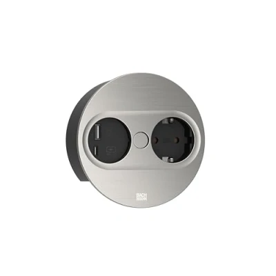 Bild av BACHMANN Twist 2 1xCEE7/3 1 x USB A/C 22 W 2,0 m AEH rostfritt stål optik rund