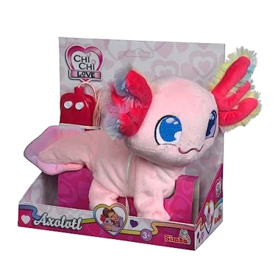 Bild av Simba 105890057 Chi Love Axolotl, kabelstyrd, med fluffig regnbågsgill, ljud, springer och rör sig, 20 cm, från 3 år