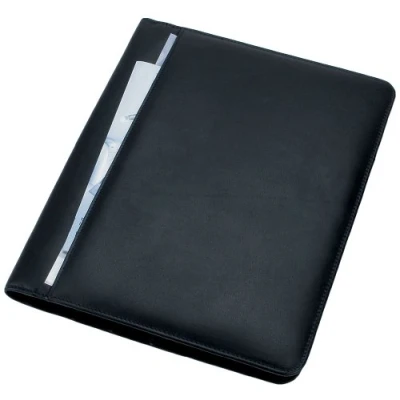 Bild av ALASSIO 43006 skrivmapp A4 CREMONA, businessmapp av nappaläder, vardagsmapp med DIN block, lädermapp fack, dokumentmapp svart, mapp ca 32 x 25 2 cm
