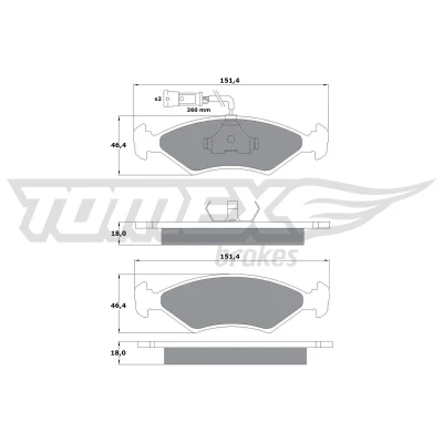 Bild av TOMEX brakes TX 10 281 Jeu de plaquettes frein Essieu avant contact signal d&#039;usure inclus FORD: FIESTA 4, Puma, 3