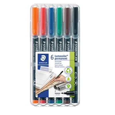 Bild av Staedtler 318 WP6 Feinschreiber Universalstift Lumocolor permanent, circa 0.6 mm, 6 Farben, farblich sortiert, 6er Etui, ST