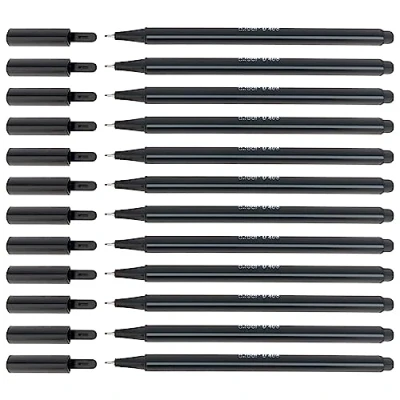 Bild av D.RECT fineliner set 12 stycken filtpenna lämplig för dagligt bruk finlinerpenna superfin, linjebredd ca 0,4 mm svart