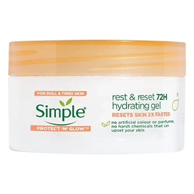 Bild av Simple Protect &#039;N&#039; Glow Rest and Reset 72 timmars återfuktande gel, för intensiv strålande hud, 50 ml