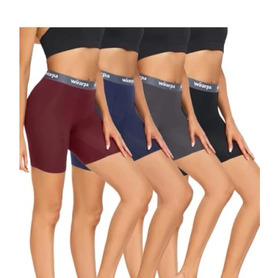 Bild av wirarpa Boxer Dam Modal Trosor Shorts Boxers Anti Scratch Bodysuit med gren 4 pack, Svart/grå/blå/röd, XL