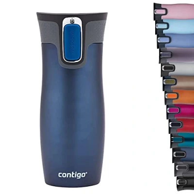 Bild av Contigo West Loop Autoseal, termosmugg i rostfritt stål, resemugg, kaffemugg To Go, läckagesäker, 100% tät, håller upp till 5 h varm/12 kall, 470 ml, BPA fri, Monaco