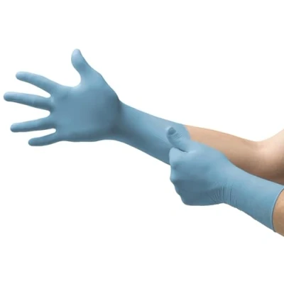 Bild av Ansell TouchNTuff 92 670 Nitril engångshandskar, Pulverfria, Livsmedelsgodkända, Kemisk resistenta, Mekaniska skydd, Latexfria Blå, XL (100 handskar)