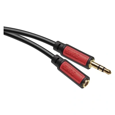 Bild av EMOS stereokabel stereo 3,5 mm Jack, jack och uttag (Mkontakt/F kontakt), 5 m AUX kabel/ljudkabel för iPhone, smartphone, iPad, surfplatta, MP3 spelare, stereo, hörlurar, svart