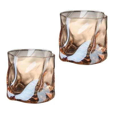 Bild av SLDHFE Whiskyglas set med 2, Bourbon dubbelt gammaldags glas, Scotch Rocks, dricksglas för bar barartiklar Wiskey/vin bärnsten