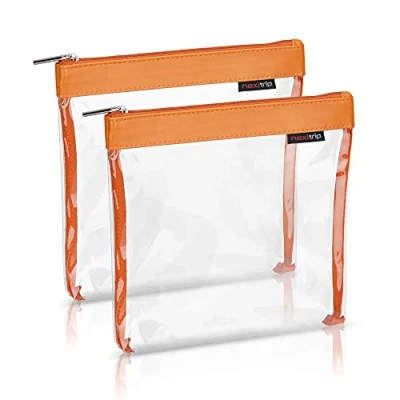 Bild av nextrip [Set med 2] transparent necessär för flytande handbagage I flygplansminkväska kosmetisk resekit, Orange 2 st, s