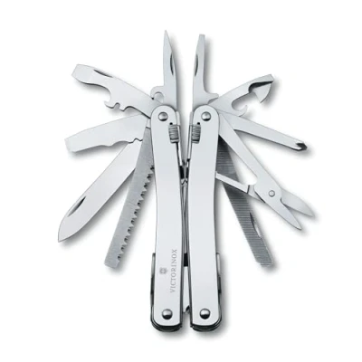 Bild av VICTORINOX multifunktionsverktyg Swiss Tool Spirit X, 24 funktioner, multiverktyg med låsblad och kombispetstång, inklusive nylonfodral, silver