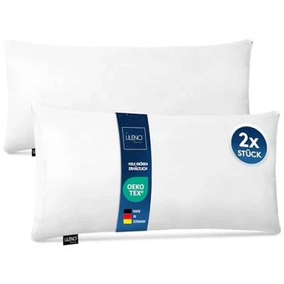Bild av LILENO HOME Mikrofiberkudde 40 x 80 cm, premium (450 g fyllning) [set om 2] tvättbar upp till 95 grader med dragkedja kudde cm som för säng dekorativ soffkudde