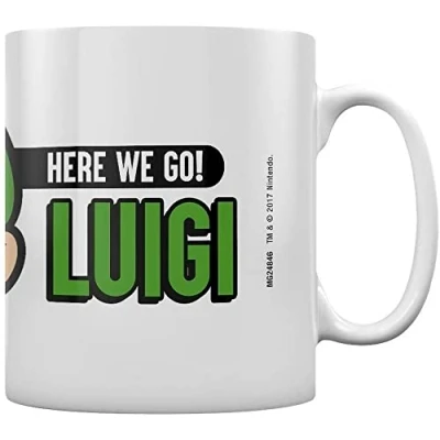 Bild av Pyramid internationell Super Mario mugg i presentförpackning (Here We Go Luigi Design) 325 ml keramisk officiella varor