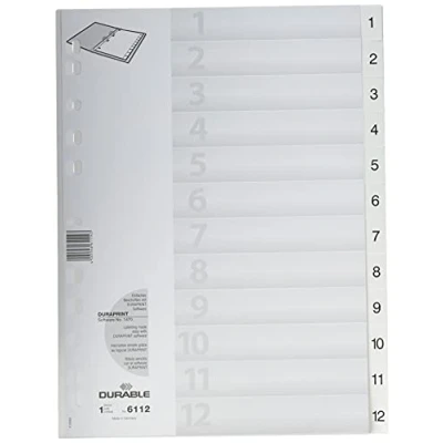 Bild av Durable 611202 Indexes with Printed and Coloured Tabs 1 12, vit