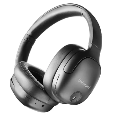 Bild av Intenso O400HA Over Ear hörlurar Hybrid Active brusreducering, upp till 75 timmars drifttid och Bluetooth 5.3, med musikläge, transparent läge snabb laddningstid, svart