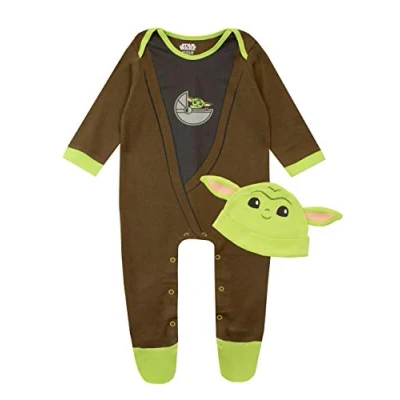 Bild av Star Wars Baby pojkar sömndräkt och hatt set The Mandalorian Yoda Flerfärgad 80