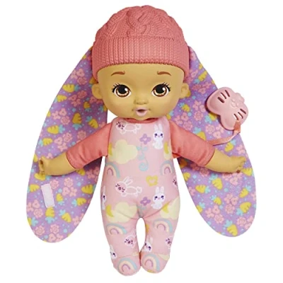 Bild av My Garden Baby HGC10 Min första gosiga kaninbaby (ca 23 cm), mjuk kropp med plyschöron, rosa, bra present, babyleksak från 18 månader