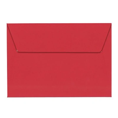 Bild av Clairefontaine 5586C förpackning med 20 självhäftande kuvert format C6 11,4 x 16,2 cm 120 g röda vinbärsfärger inbjudan evenemang och korrespondens pollensortiment premium slätt papper